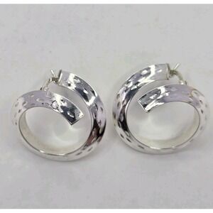 Vintage Israel Sterling Silver 925 Diamond Cut Spiral Earrings 5/8" 3g